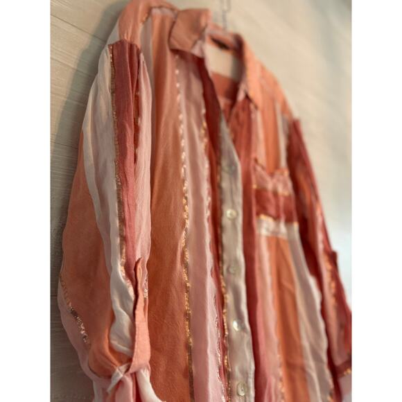 Club Z Collection Striped Rayon Eyelet Top Blouse Size 2X - Picture 4 of 6